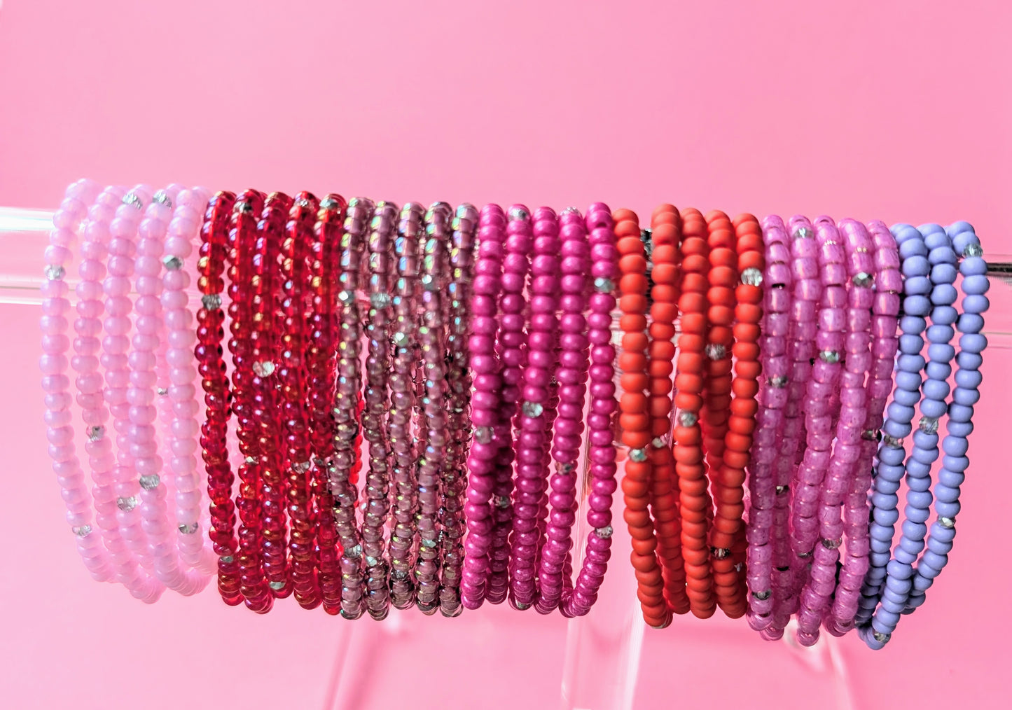 Iridescent Dusty Rose Galantine Sparkle Stacker Bracelet