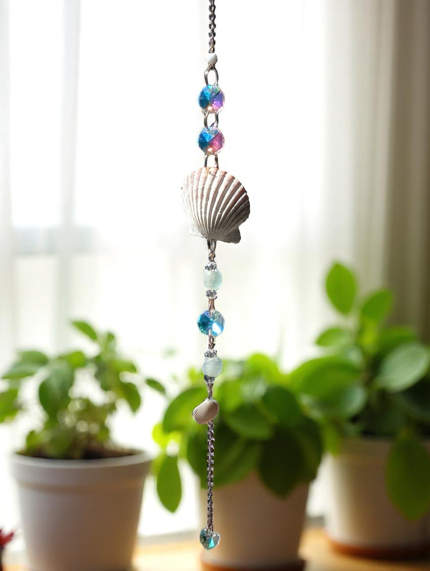 White Scalloped Shell Sun Catcher