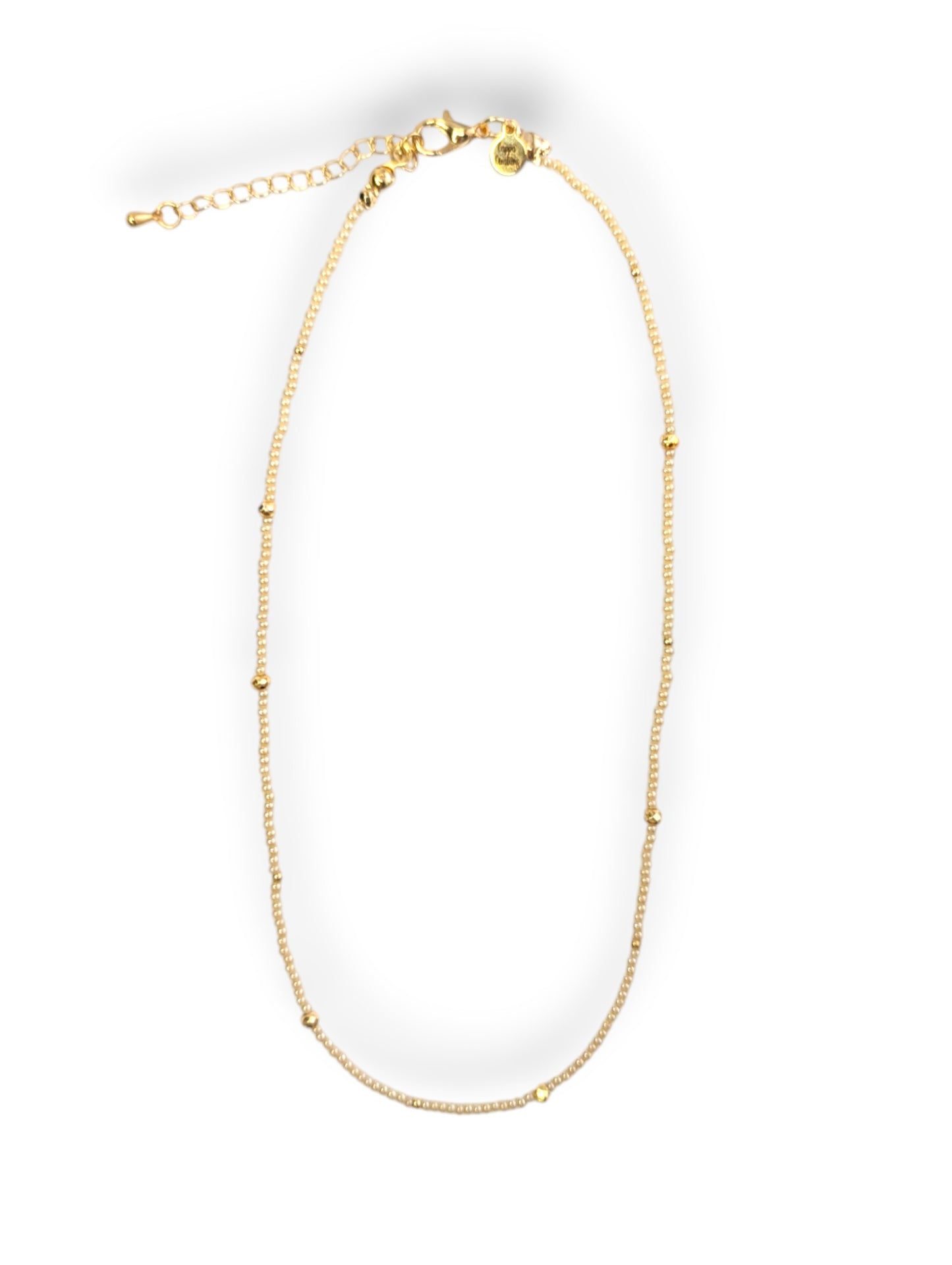 Creamy Dreamy Pearl Beaded Choker – pearl beads with gold spacers.