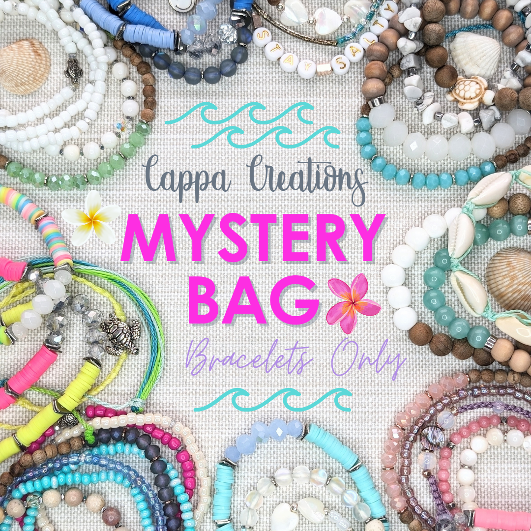 Mystery Bracelet Stacks by Cappa Creations, featuring a surprise assortment of trendy, handcrafted bracelets