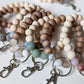 Cappa Creations Boho key ring bracelet, key accessories, key chains, beach day trips, never loose your keys, made of natural wood and stones, gemstone 