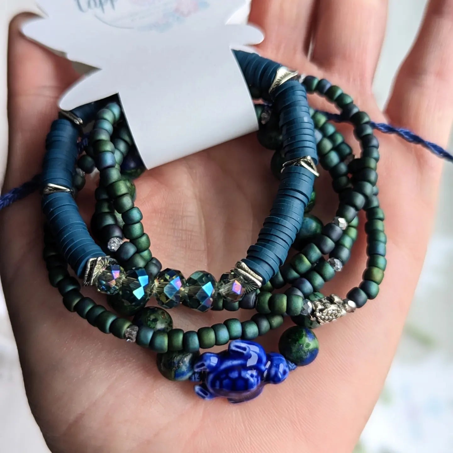 Cappa Creations Tropical bohemian jewelry inspired by the ocean and made with aloha, featuring our customizable beachy bracelets stacks