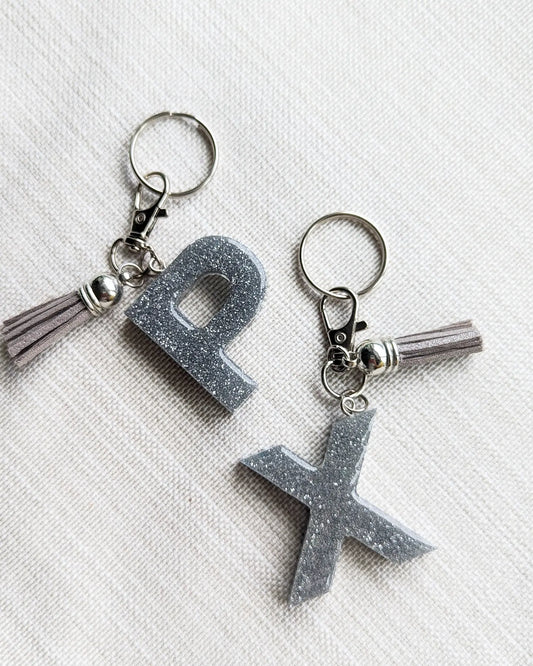 Silver Scales Initial Key Chain