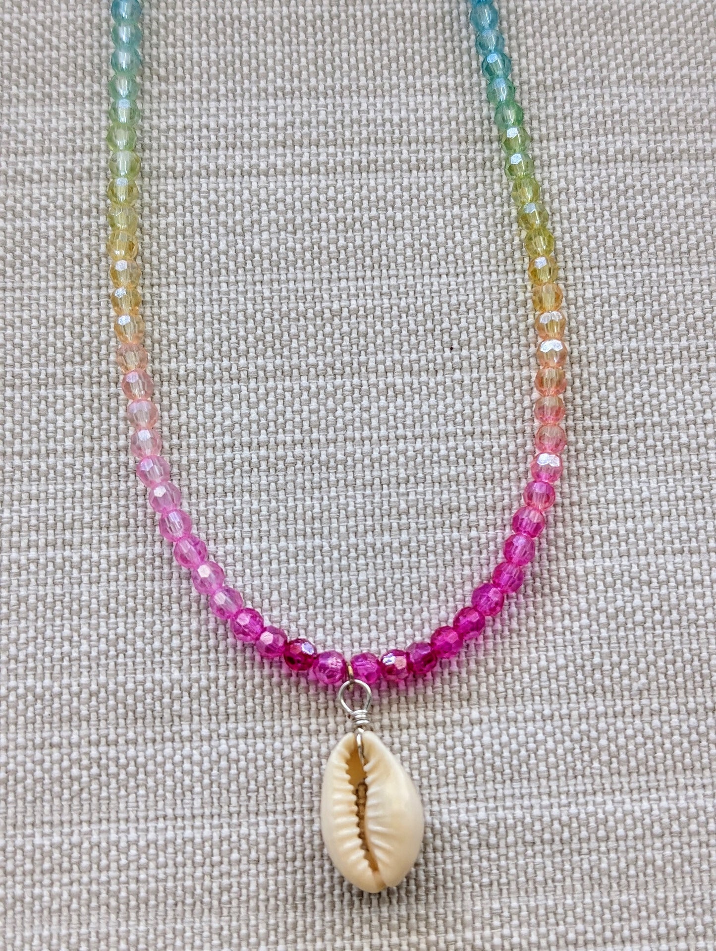 Rainbow Cowrie Shell choker