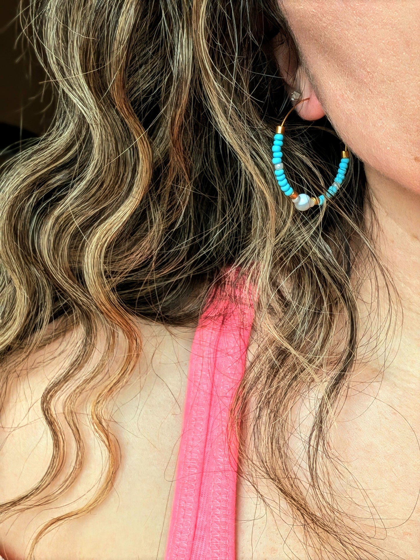 Color Pop Beaded Hoop Earrings