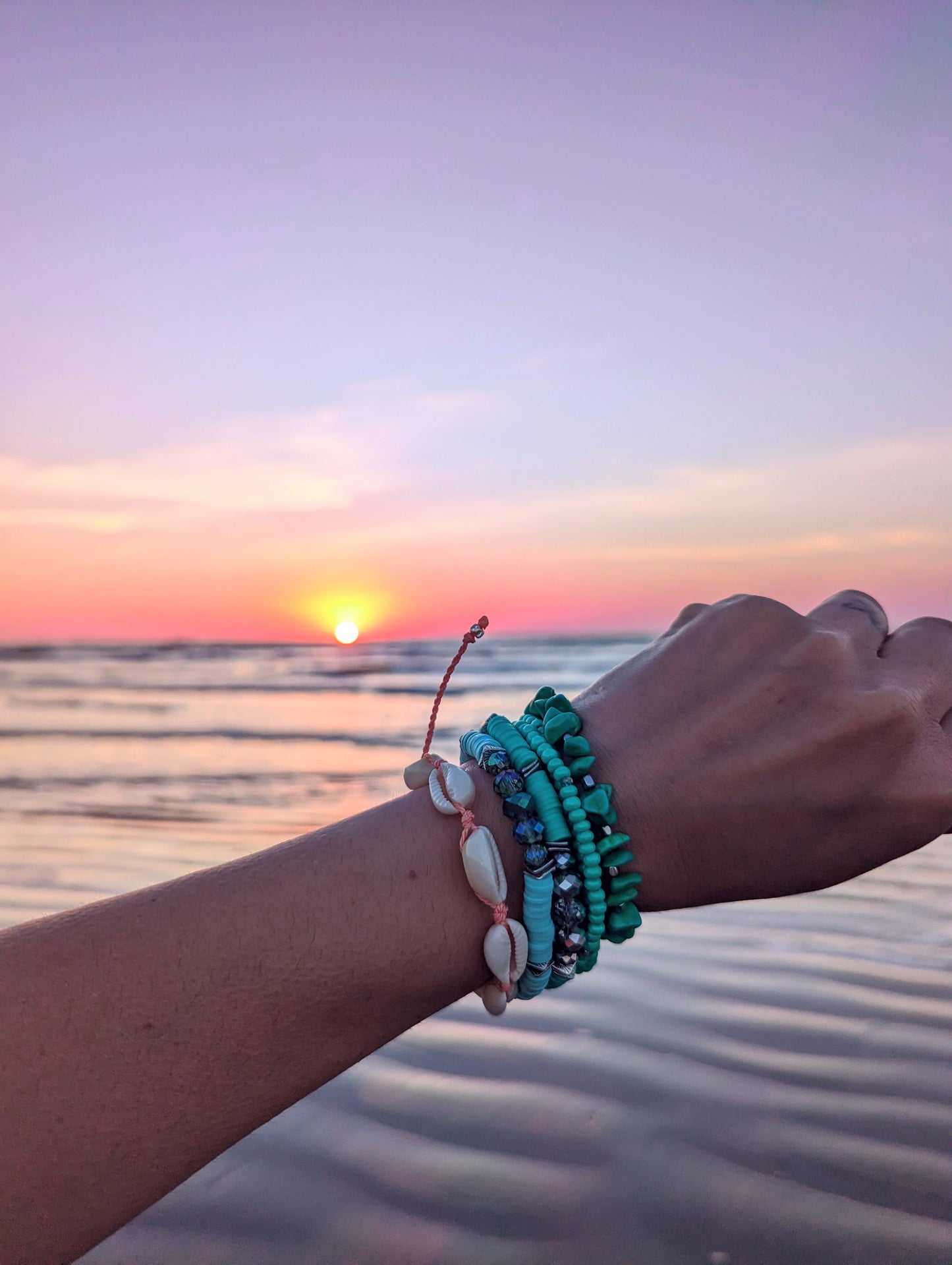 Cappa Creations Tropical bohemian jewelry inspired by the ocean and made with aloha, featuring our customizable beachy bracelets stacks