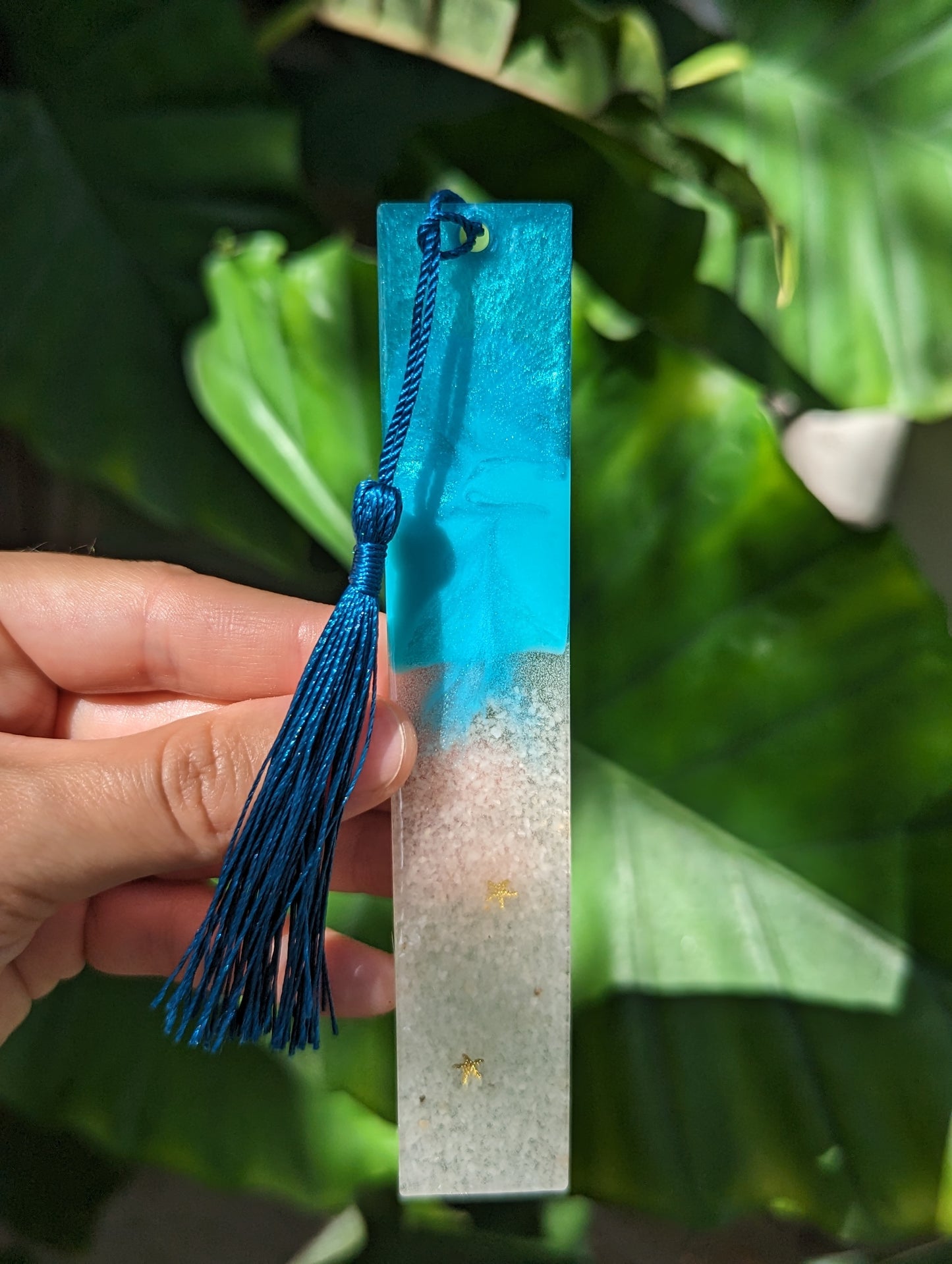 Cappa Creations Ocean Lover Bookmark | Beach Lover Gift | Bookmark | Book Lover Gift | Avid Reader | Book Club Gift | Valentines Day | Teacher Gift handmade medium resin bookmark, ocean resin bookmarks with real beach sand, enjoyment for booklovers, bookworm, color shift and glitter sparkles