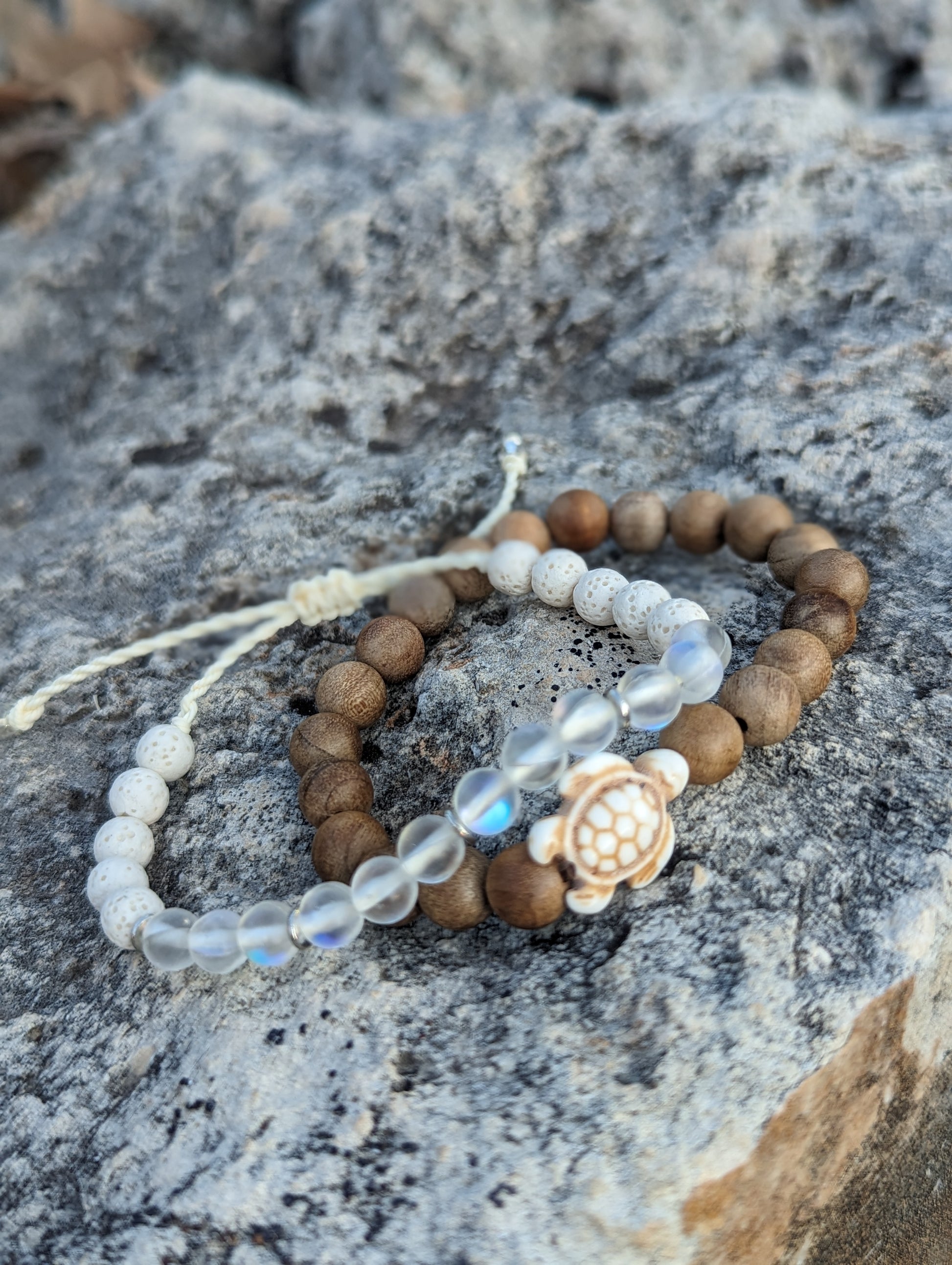 Cappa Creations Tropical bohemian jewelry inspired by the ocean and made with aloha, featuring our customizable beachy bracelets stacks