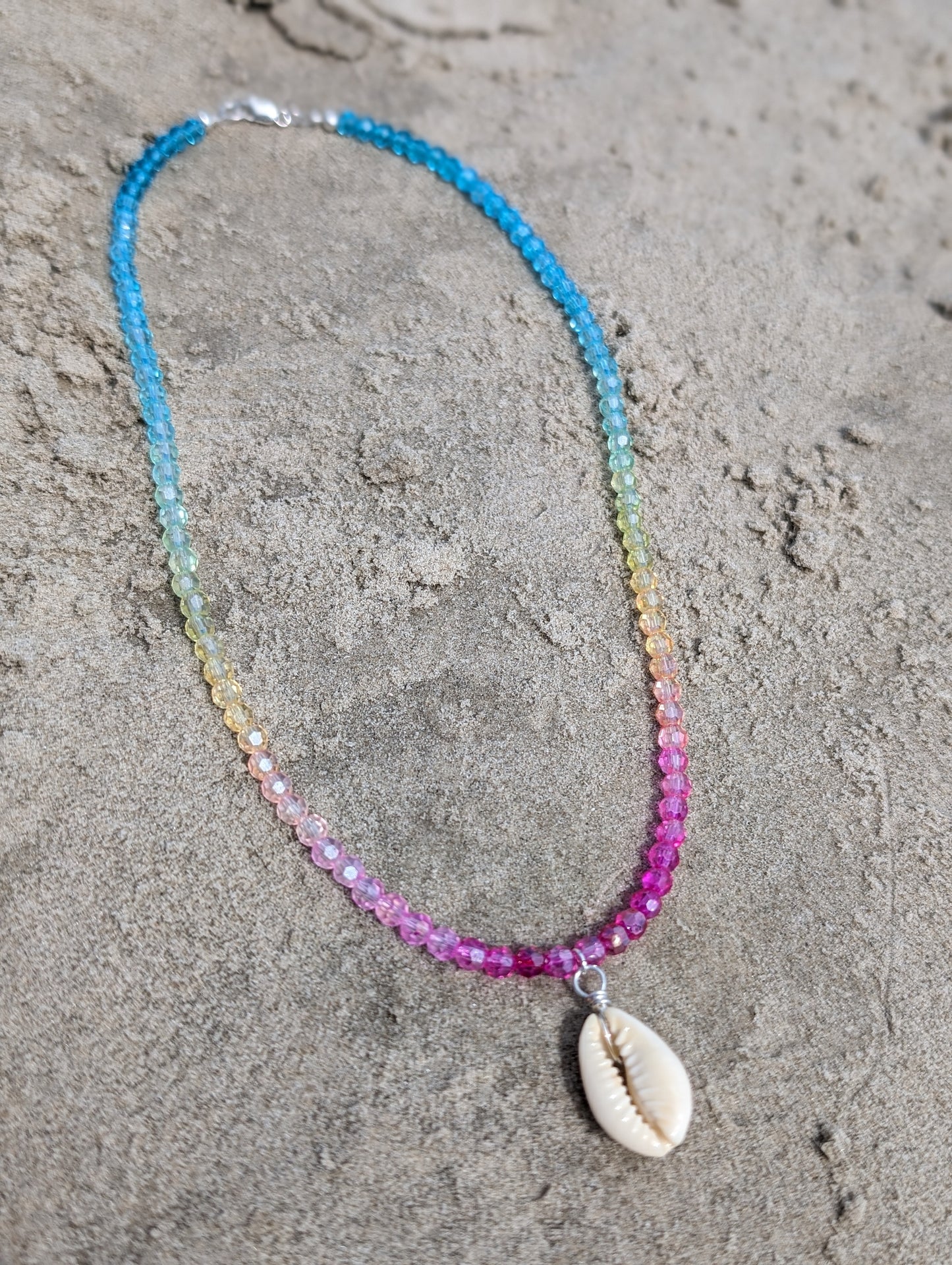 Rainbow Cowrie Shell choker