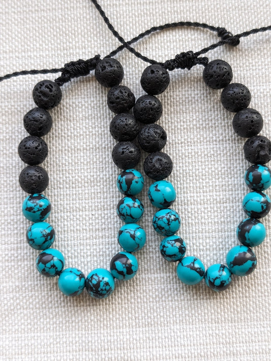 Surfer turquoise and black Diffuser Bracelet