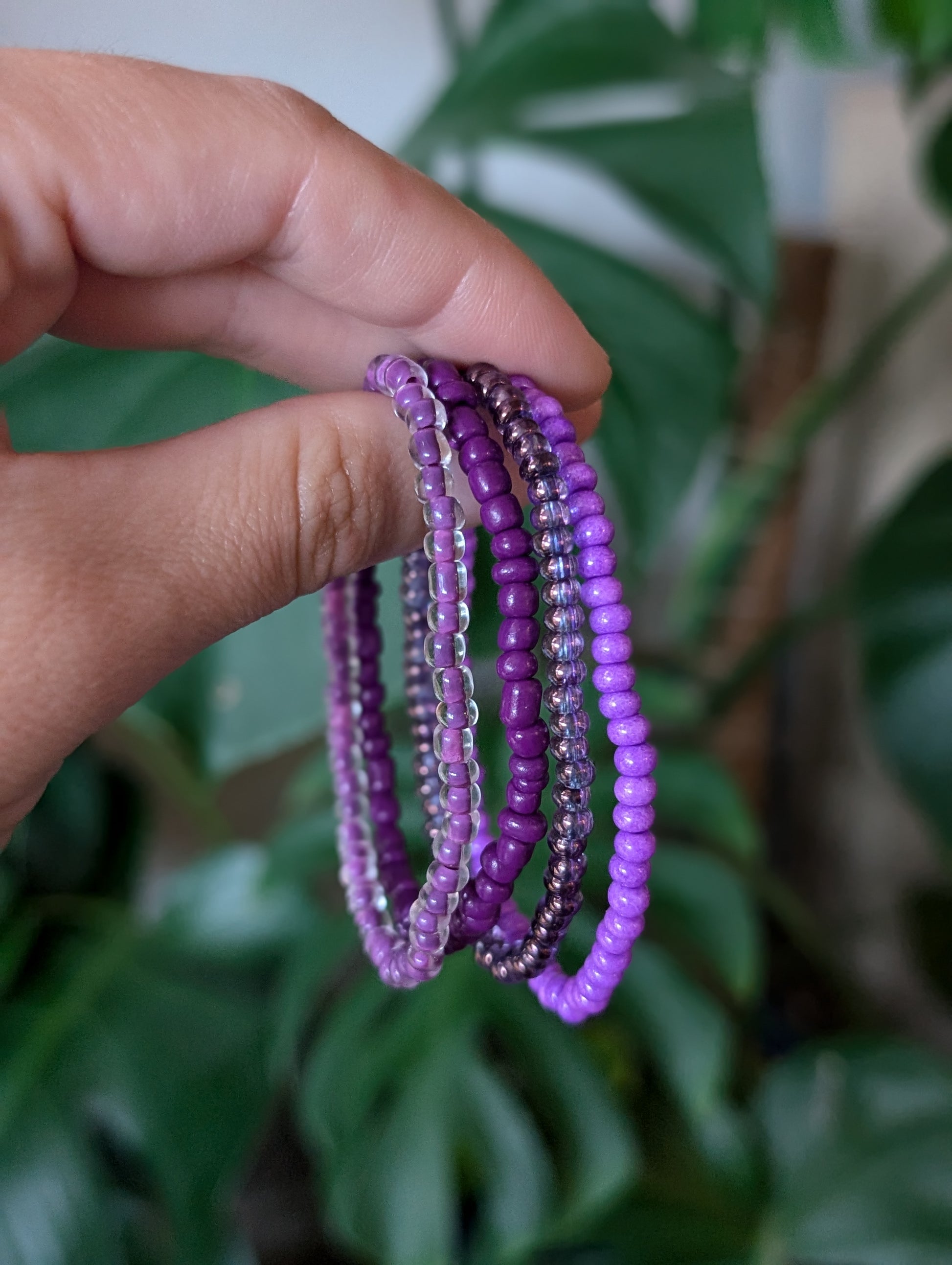 Each Cappa Creations stack features 4 color-coordinated Bracelets, making it easy to mix and match to create your own unique look. Simple yet versatile, these stacks are perfect for any occasion. Express your personality and elevate your outfit with an array of vibrant color choices! Purple mix