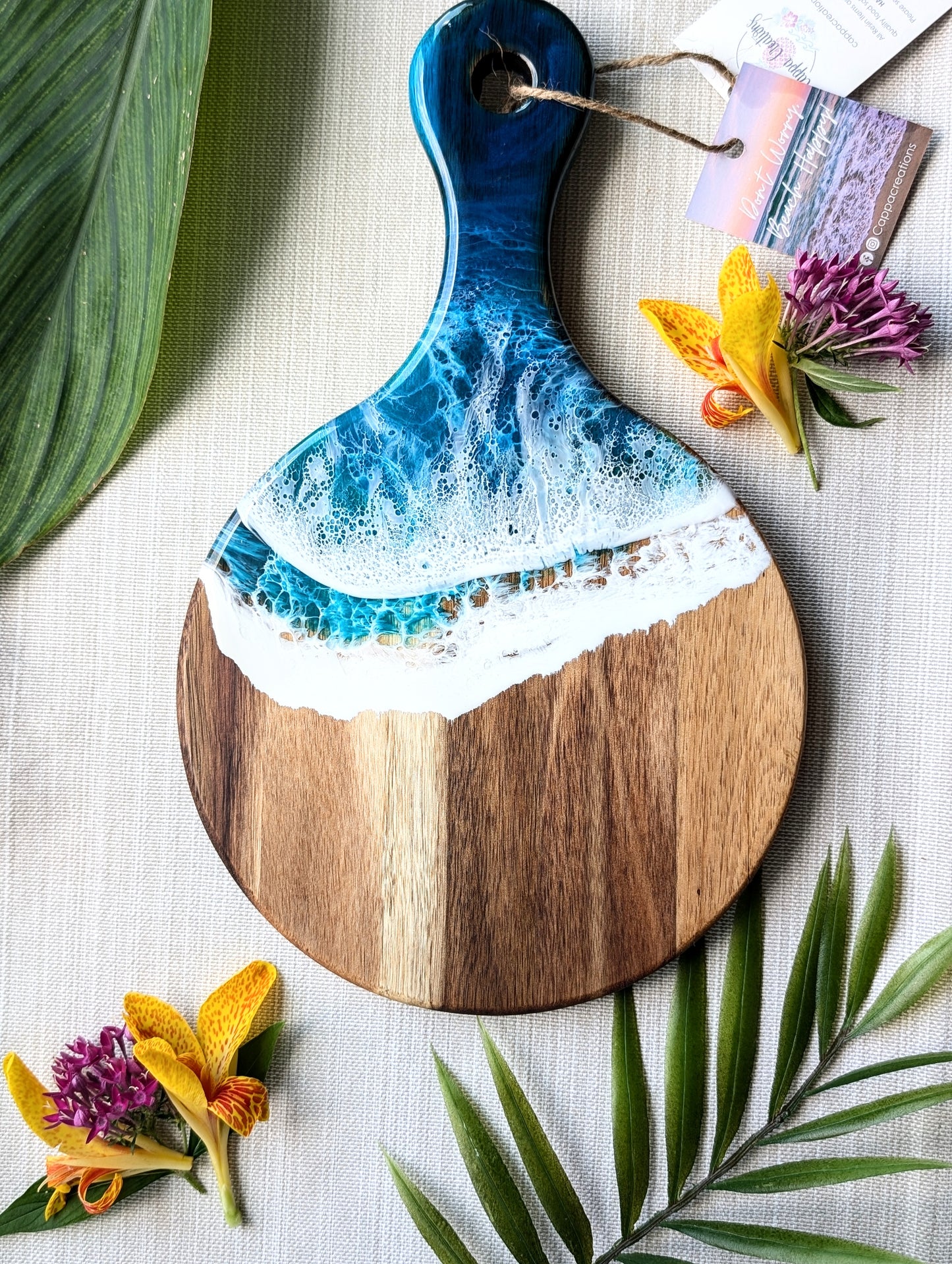 Small Round Acacia Wood Wave Board