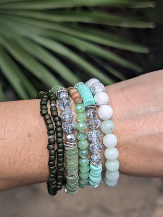 Sparkling Stacker Bracelet with faceted beads in a versatile, minimalist design for stacking or solo wear.