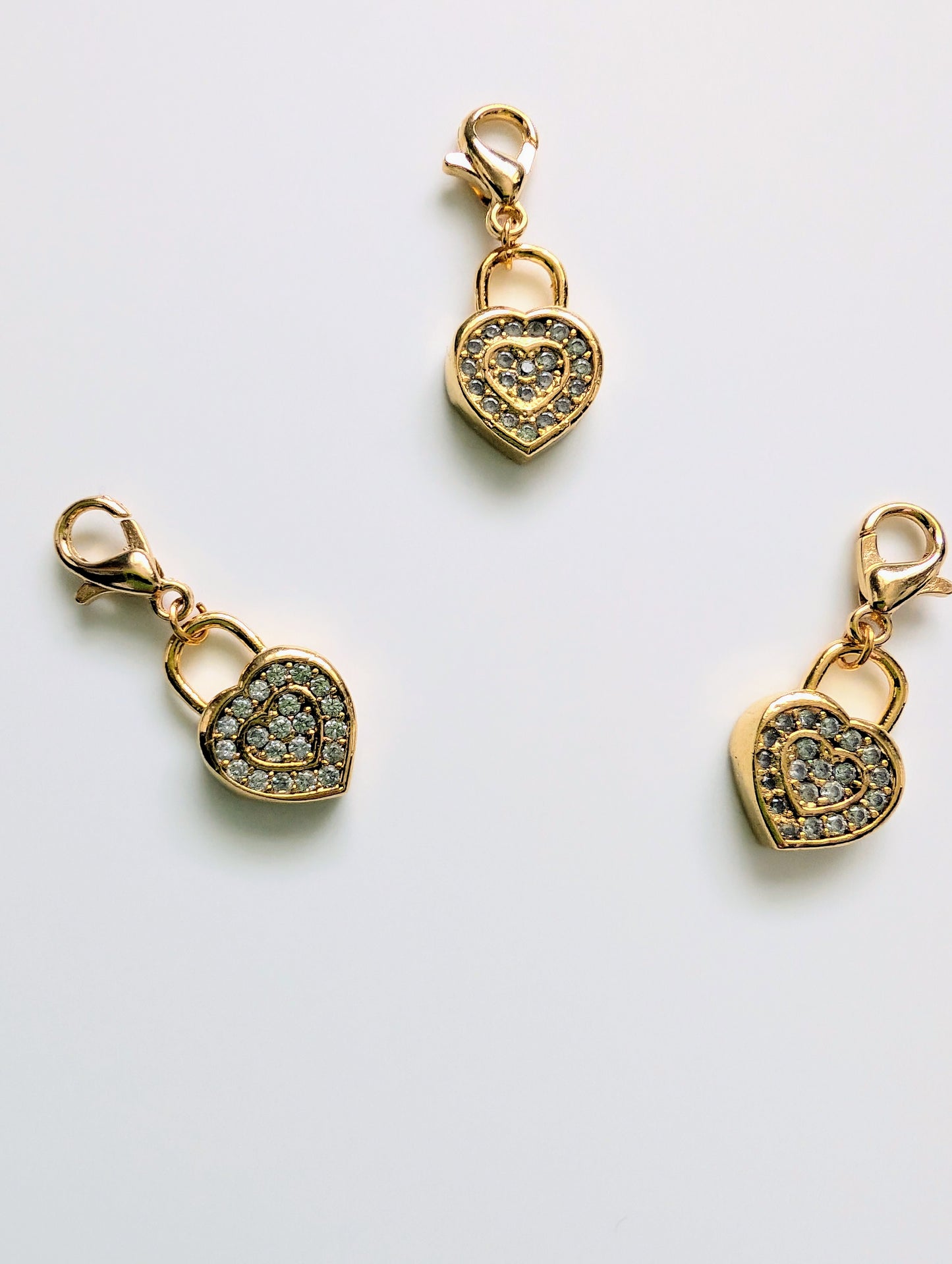 Pave Heart Lock Charm