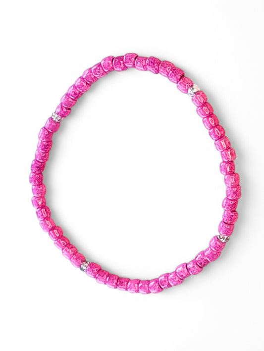 Milky Fuscia Galentine Sparkle Stacker Bracelet