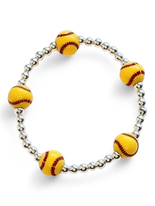 Silver Softball Bracelet