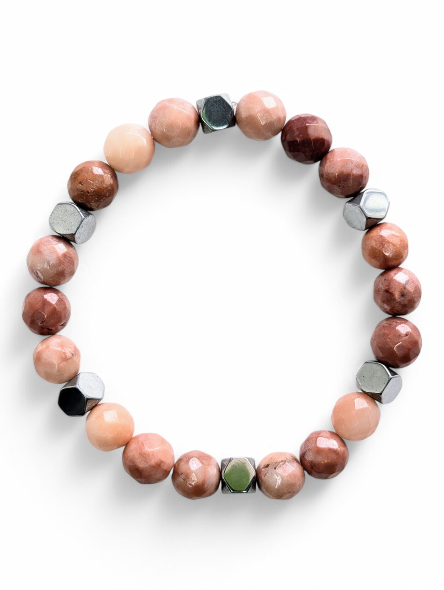 Close-up of Sunstone Happiness Bracelet with vibrant sunstone beads, hypoallergenic and nickel-free by cappa creations