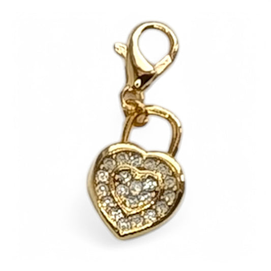 Pave Heart Lock Charm