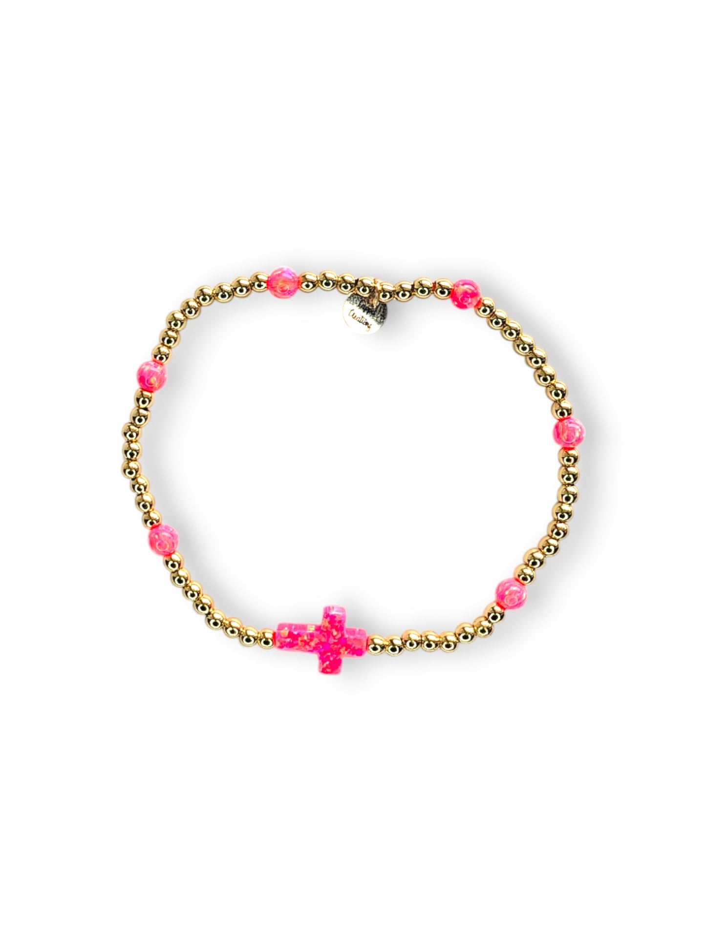 Hot pink Opal Cross Bracelet