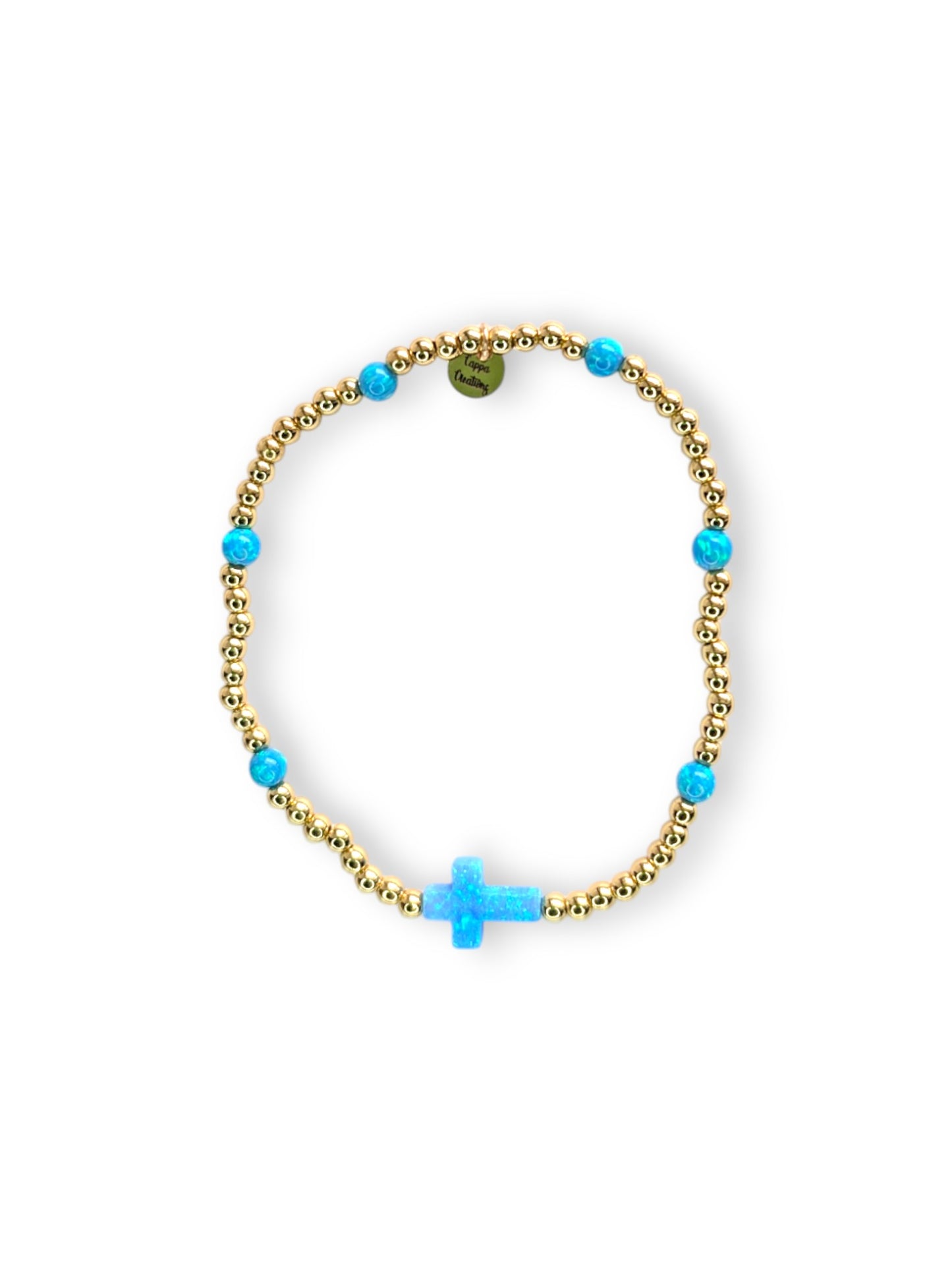 Turquoise Blue Opal Cross Bracelet