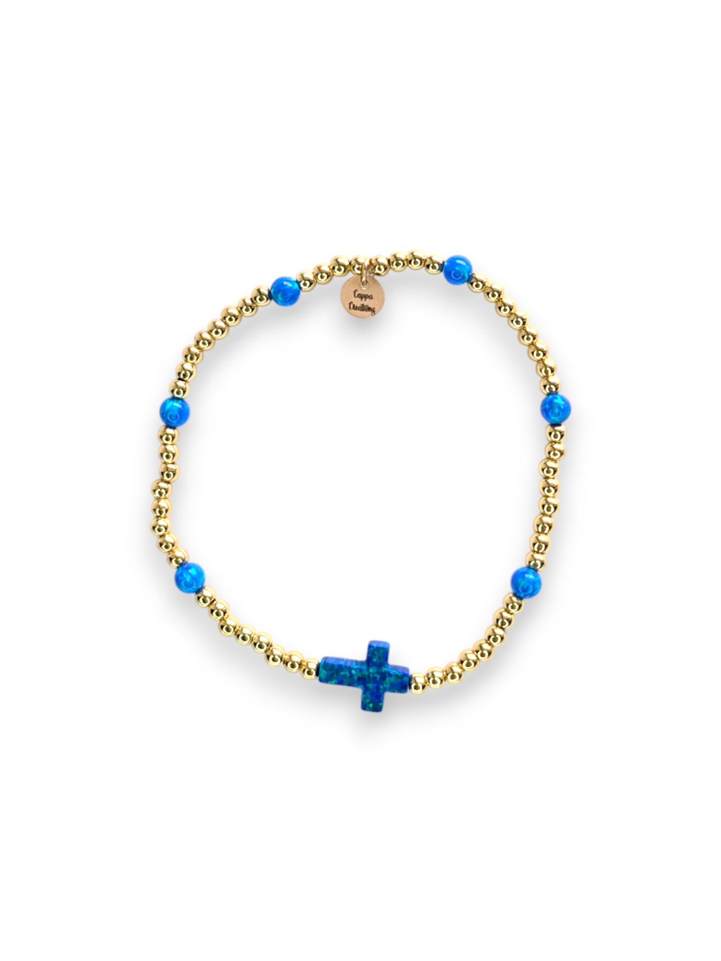 Deep Blue Opal Cross Bracelet