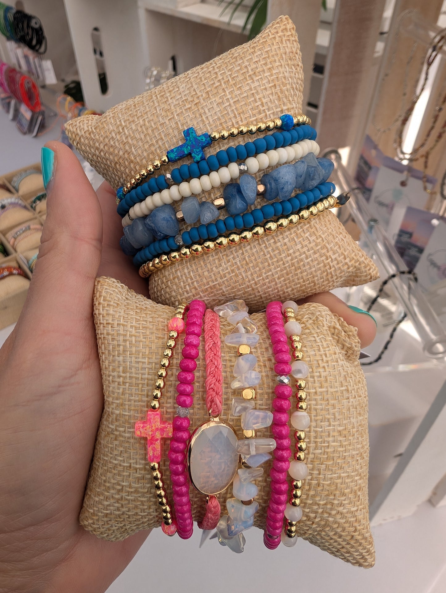 Hot pink Opal Cross Bracelet