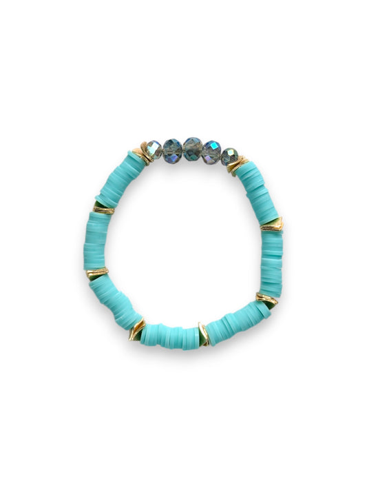 "turquoise heishi bracelet gold accents"