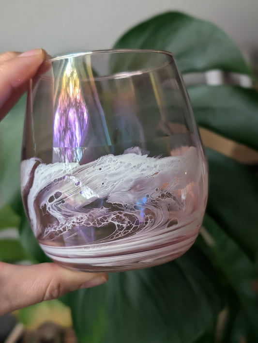 Pink Sunrise Ocean Stemless Wine glass