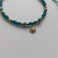 Teal Sand Dollar Charm Tie Bracelet - 18k gold plated