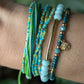 Teal Sand Dollar Charm Tie Bracelet - 18k gold plated