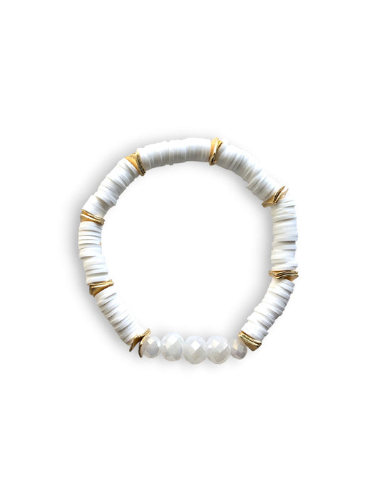 White Pearl Resort Ready Heishi bracelet