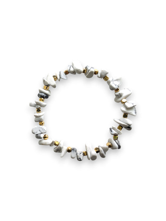White Howlite - Gold Rock Candy Gold Bracelet