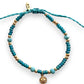 Teal Sand Dollar Charm Tie Bracelet - 18k gold plated