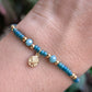 Teal Sand Dollar Charm Tie Bracelet - 18k gold plated