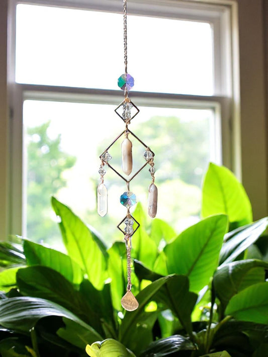 Agate Diamond crystal points Sun Catcher