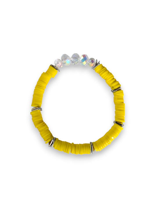 Sunshine Yellow - Resort Ready Silver Heishi Bracelet