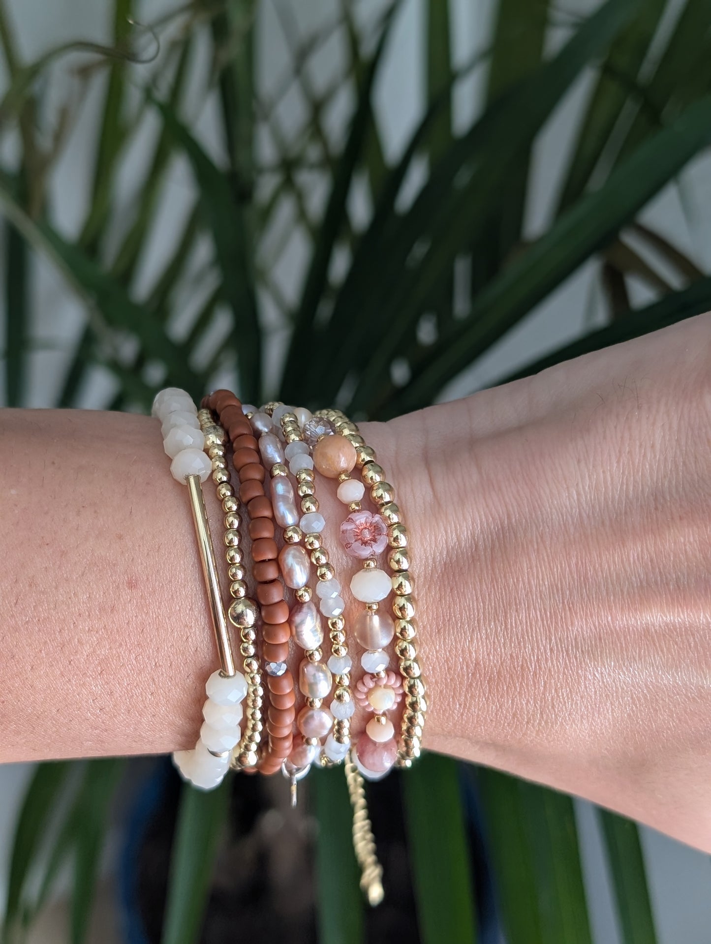 Blush Hour Floral Beaded Bracelet