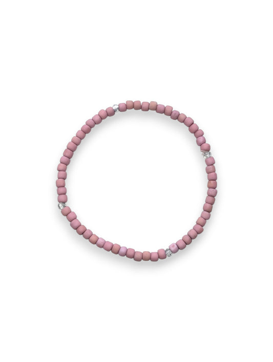 Coastal Rose Sparkle Stackler bracelet – faceted beads with rhinestone accents, fall florals jewelry.”