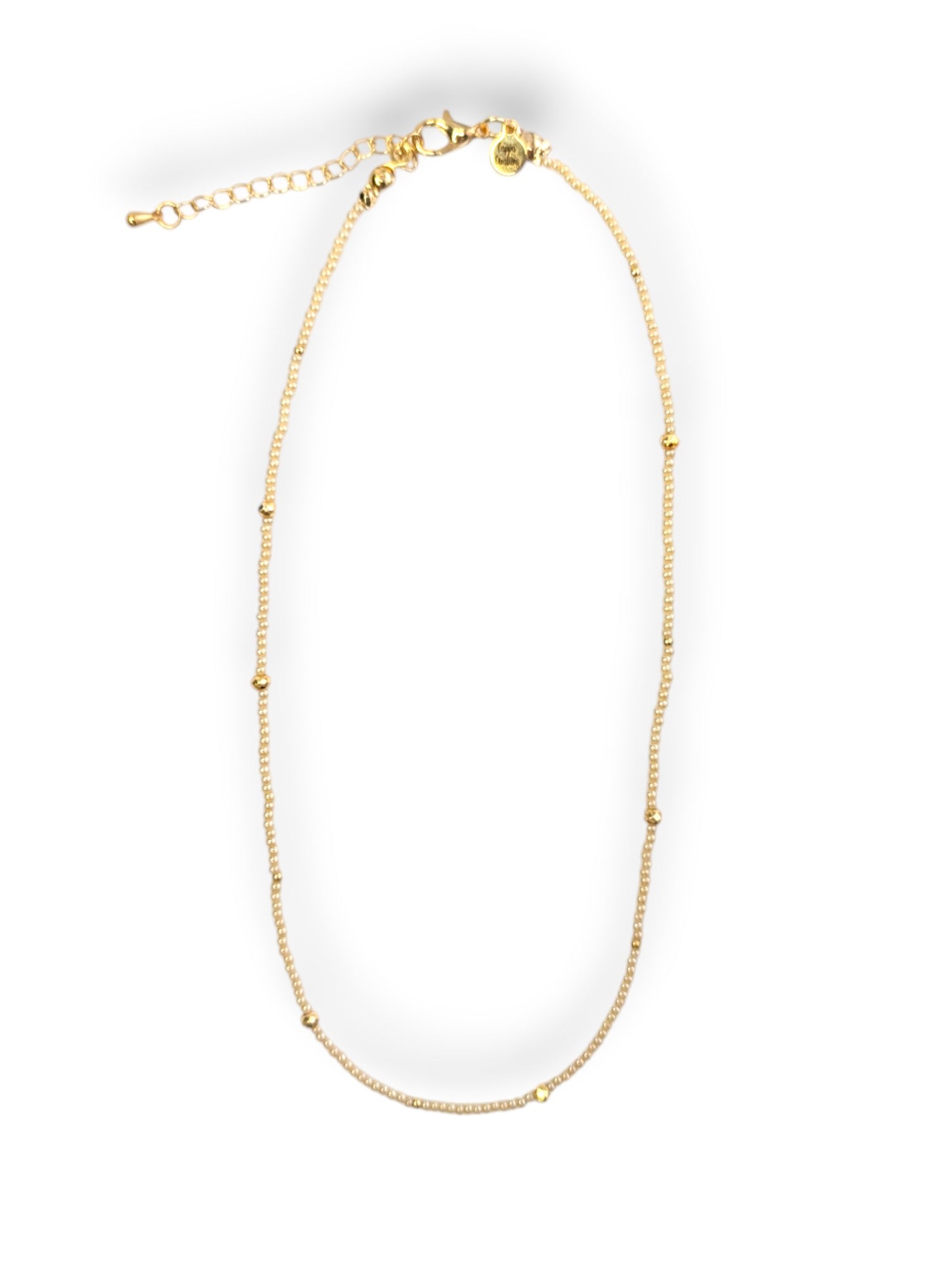 Creamy Dreamy Pearl Beaded Choker – pearl beads with gold spacers.