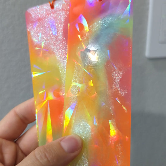 Cappa Creations glow in the dark Bookmark | Book Lover Gift | Bookmark | glowing bookmark | Avid Reader | Book Club Gift | Valentines Day | Teacher Gift handmade large holographic resin bookmark, rainbow prisms, ocean resin bookmarks with real beach sand, enjoyment for booklovers, bookworm, color shift and glitter sparkles