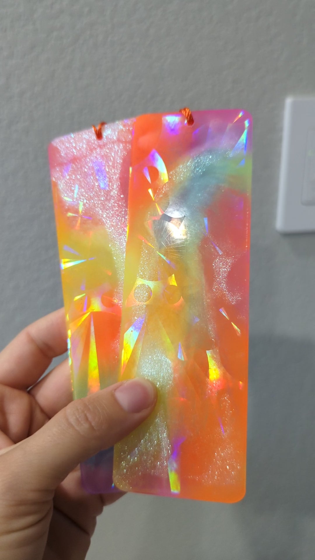 Cappa Creations glow in the dark Bookmark | Book Lover Gift | Bookmark | glowing bookmark | Avid Reader | Book Club Gift | Valentines Day | Teacher Gift handmade large holographic resin bookmark, rainbow prisms, ocean resin bookmarks with real beach sand, enjoyment for booklovers, bookworm, color shift and glitter sparkles