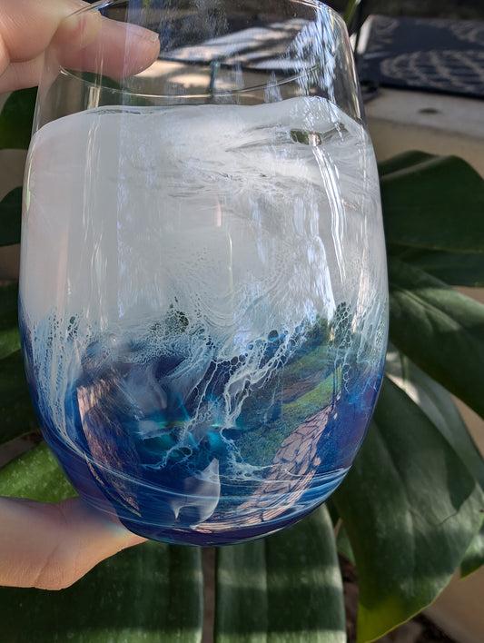 Pacific Blue Ocean Stemless Wine glass