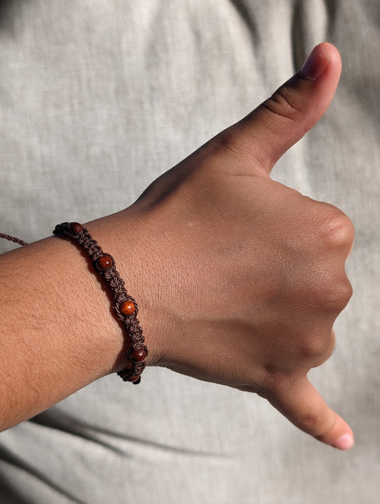 cappa creations cherry wood adjustable macramé bracelet - ocean surfer bracelet - tropical wood - bohemian jewelry - boho - beach vibes