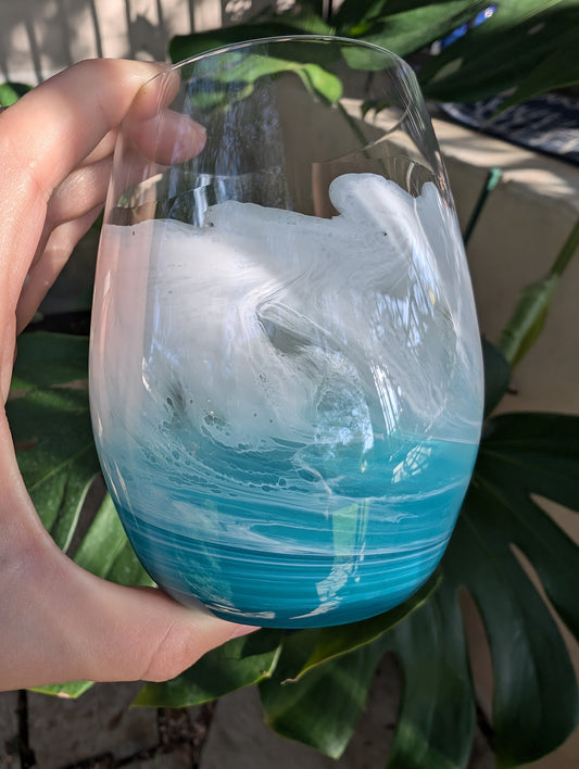 Teal Ocean Stemless Wine glass
