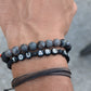 "Men's Motivational Lava Rock Diffuser Bracelet by Cappa Creations - Stretchy, Black Beads, Essential Oil Diffuser Jewelry"