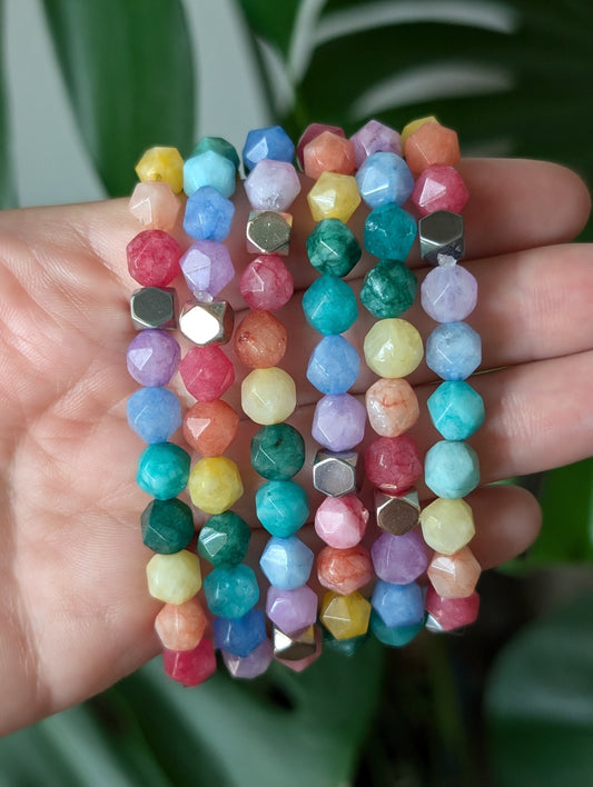 Cappa Creations rainbow Quartz stretch Bracelet, designed to show love, pride and honor those important to us! 